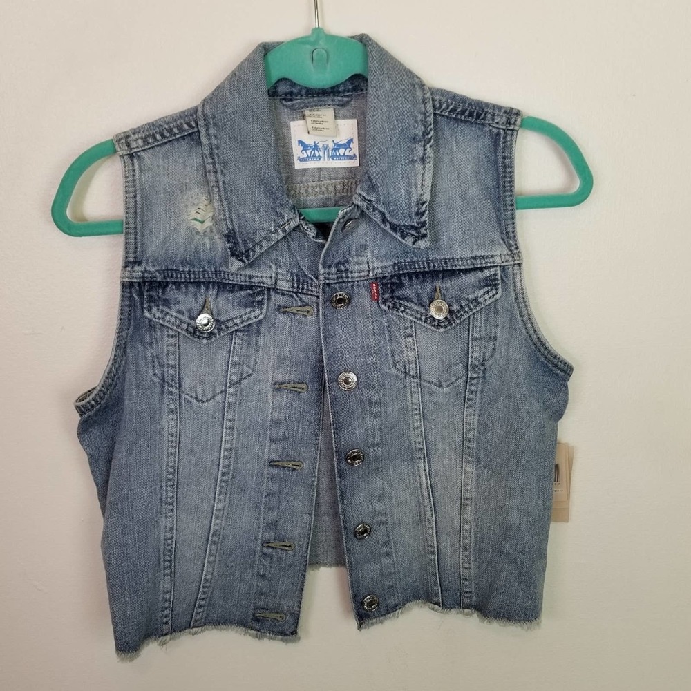 Levi's Distressed Jean Vest Raw Hem